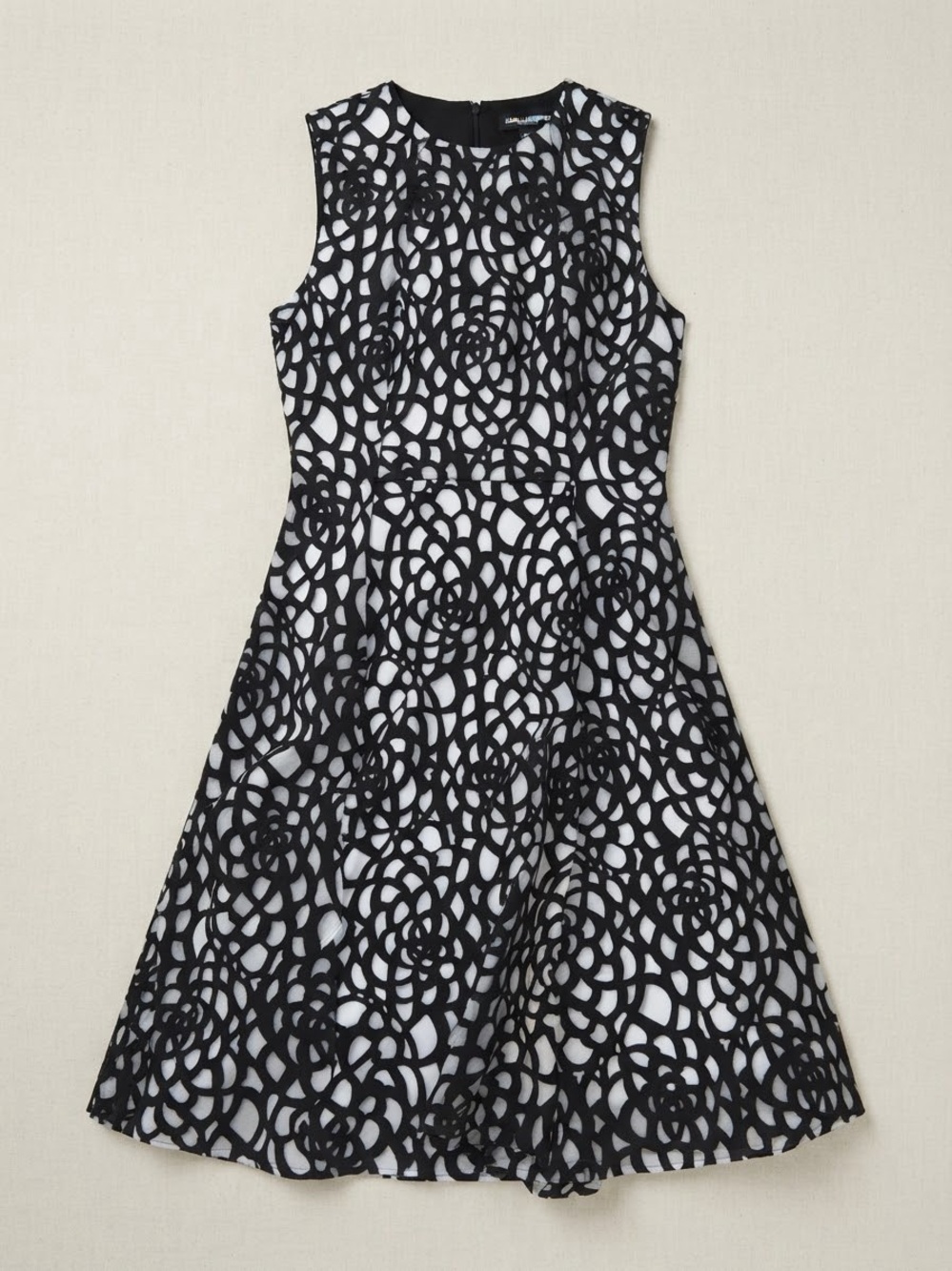 Karl Lagerfeld Black & White Leather Accent Dress